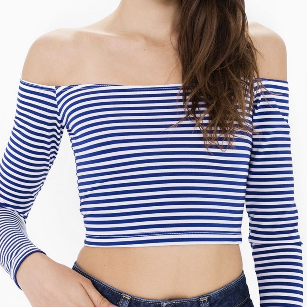 NWT American Apparel Stripe Off The Shoulder Crop